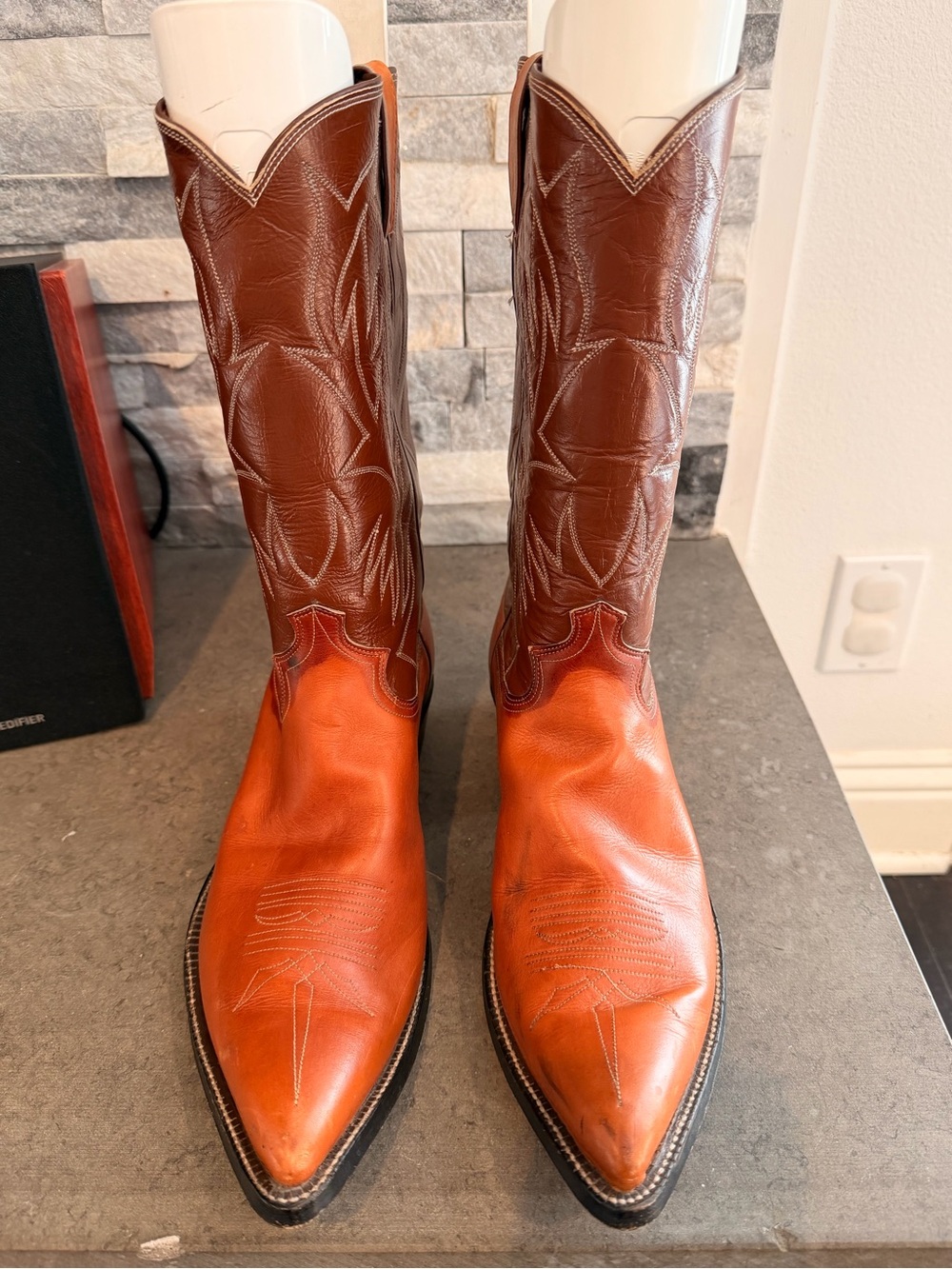 Justin Boots Two-Tone Brown Western Cowboy Boots - size 12 AA